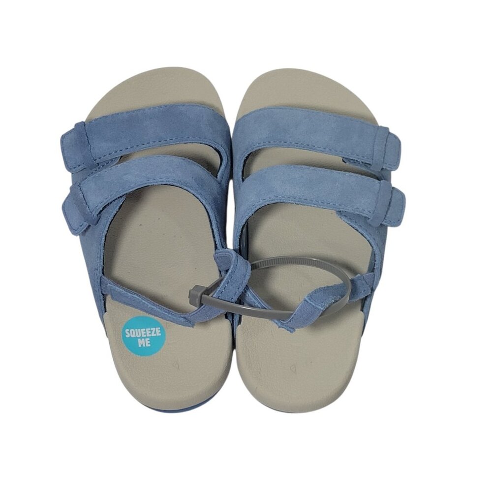 Reef Ojai Sandals Big Kid Size 12 Suede Leather Upper Unisex Backstrap Blue NWOT - Picture 13 of 13